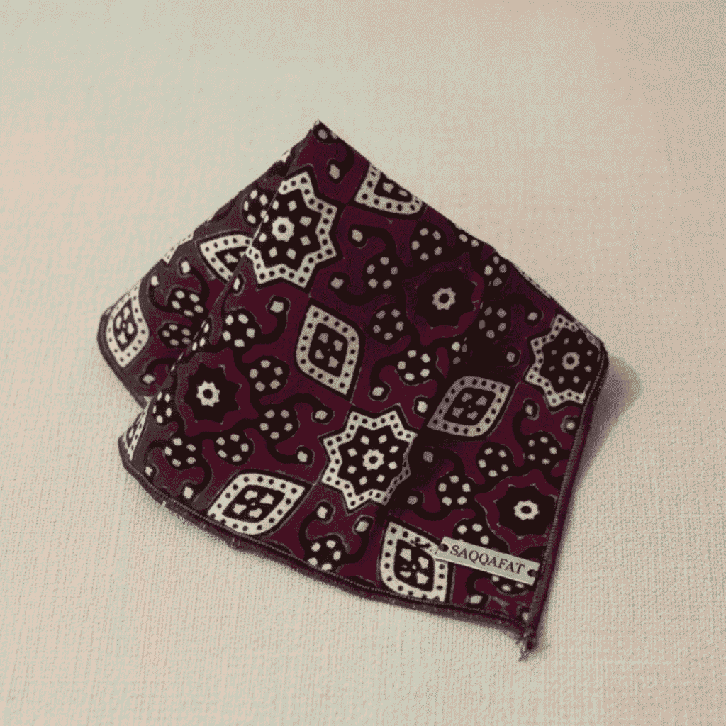 This is product image of Ajrak Pocket Square for suit, you can also use this for for coat